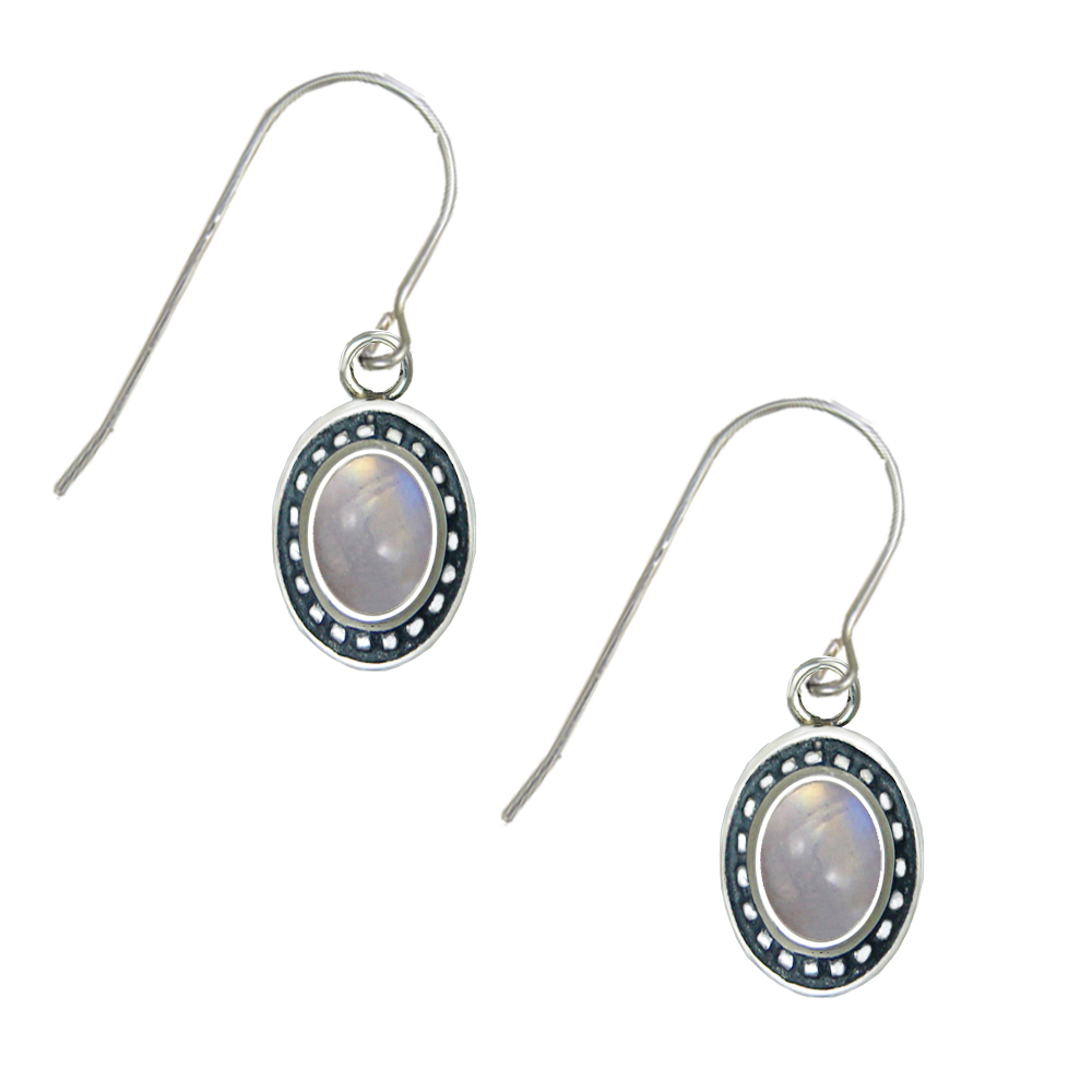 Sterling Silver Rainbow Moonstone Gemstone Drop Dangle Earrings